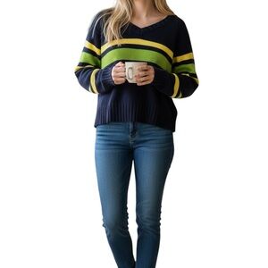 The Limited V-Neck Sweater in Navy and Lime